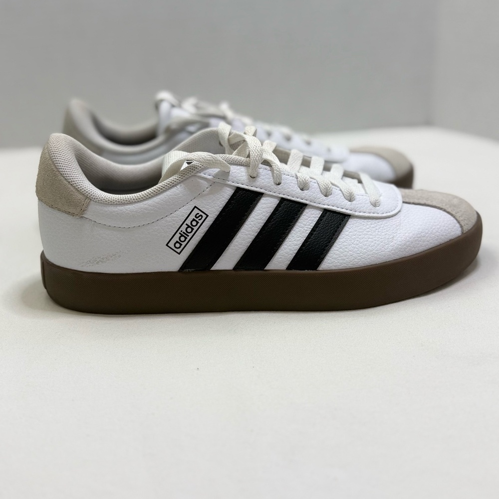 Adidas VL Court 3.0 White Black Gum Sole Sneakers W8.5